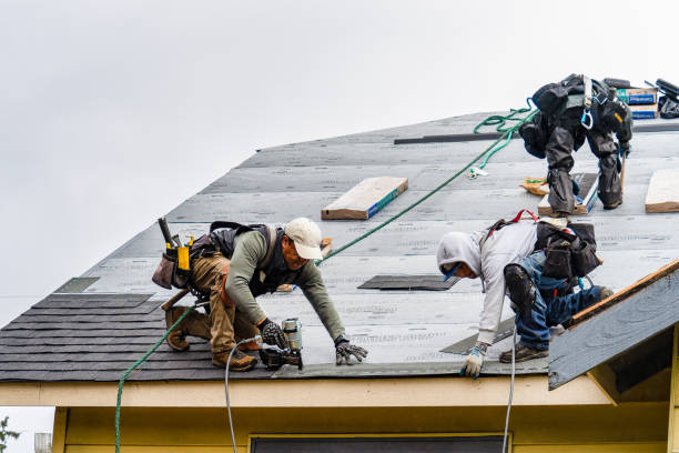 Professional Gutter Installation technician working in Hopwood, PA